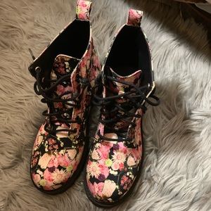 Floral combat boots